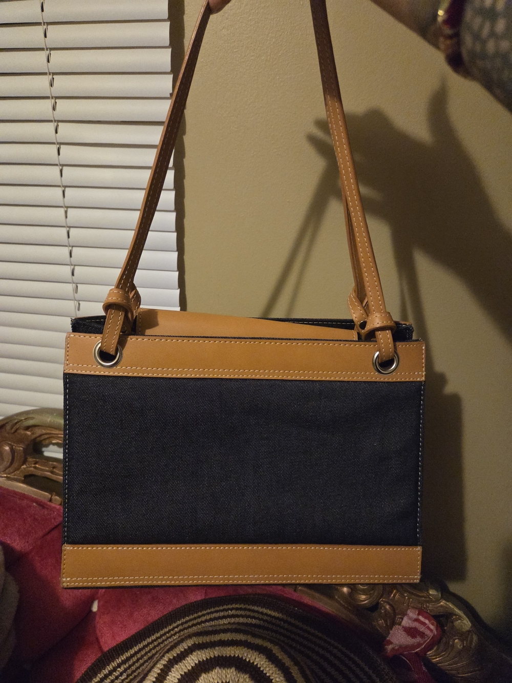 kate spade Navy Canvas Tote with Tan Leather Trim
